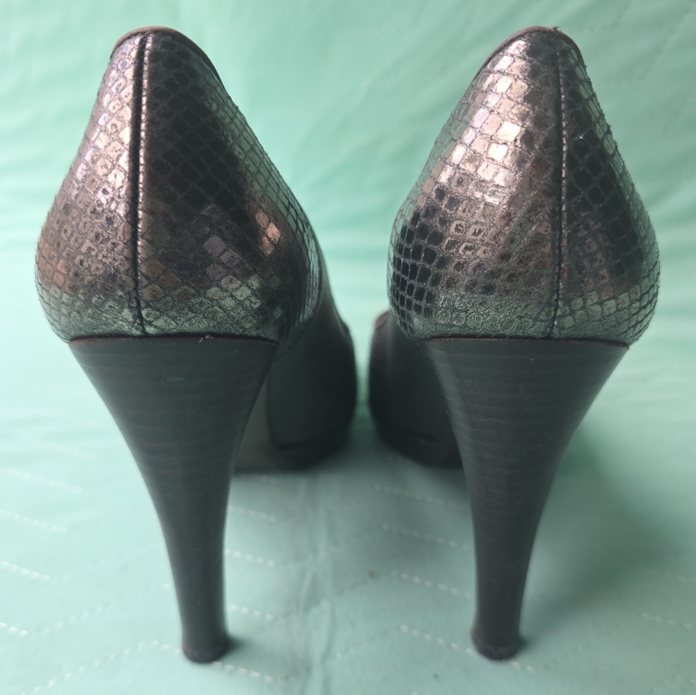 Stuart Weitzman Black Patchwork Leather Pumps Hee… - image 5